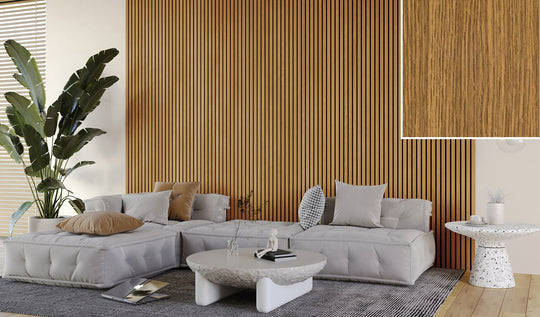 FC36 Green Oak Slat Wall Panelling